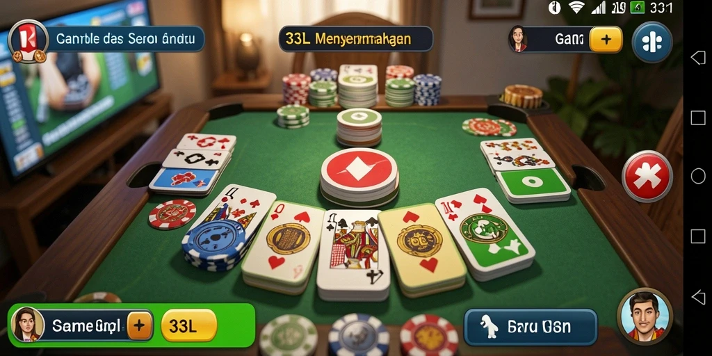 Tampilan gameplay Gaple yang menegangkan dan interaktif.