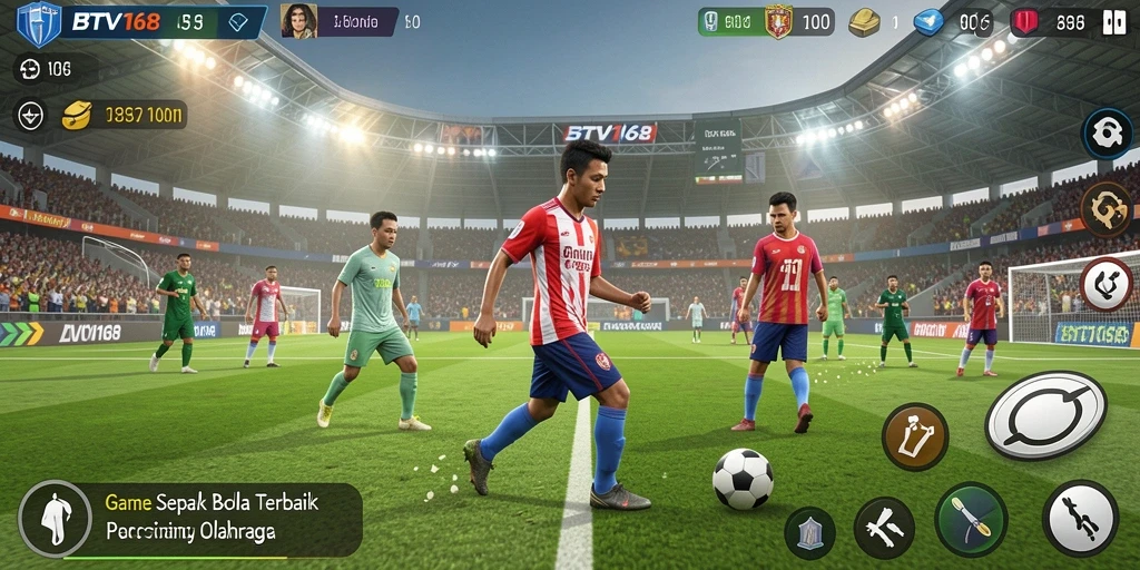 Tampilan gameplay seru dalam BTV168 dengan aksi sepak bola yang mendebarkan.