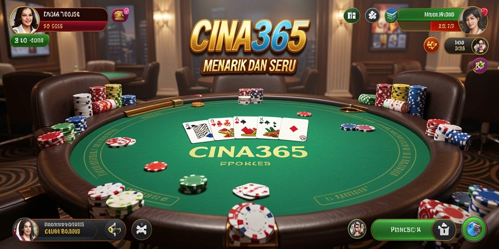 Screenshot CINA365 menampilkan gameplay seru dalam permainan Poker.