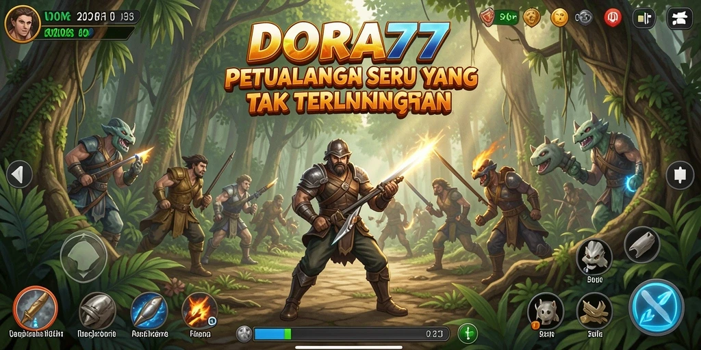 Screenshot gameplay DORA77 menampilkan eksplorasi dunia petualangan yang kaya.