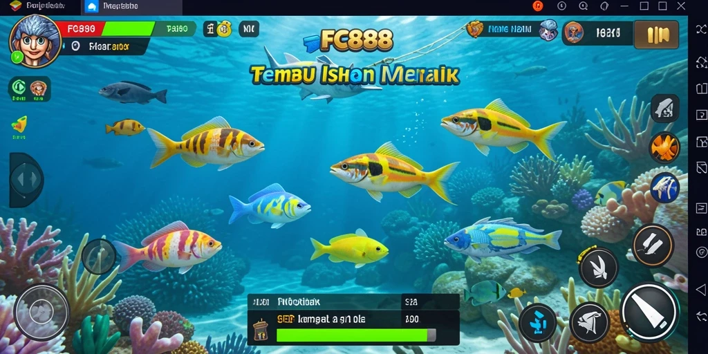 Tampilan gameplay FC888 yang seru saat menembak ikan di dunia laut.