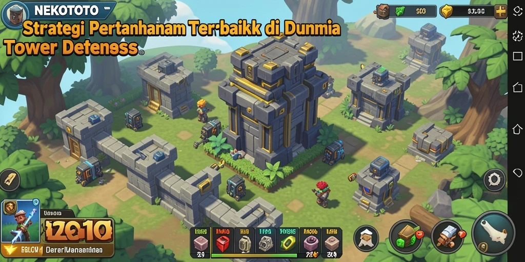 Screenshot gameplay seru NEKOTOTO dalam Tower Defense.