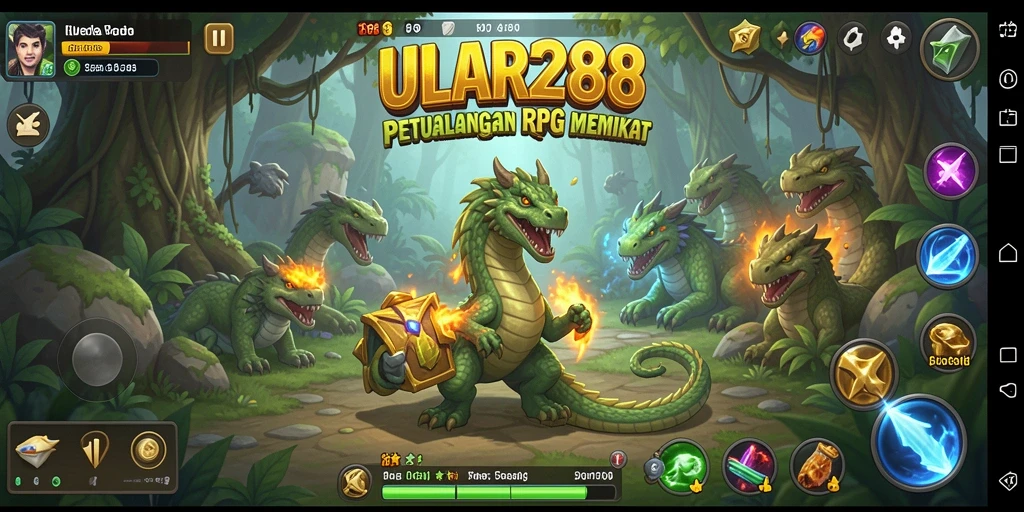 Menampilkan aksi seru dalam gameplay RPG ULAR288.